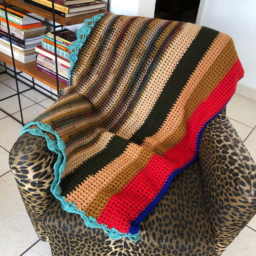 Manta Crochê Lã Colorida Artesanal Vintage Sofá | Cacareco Decoração ...