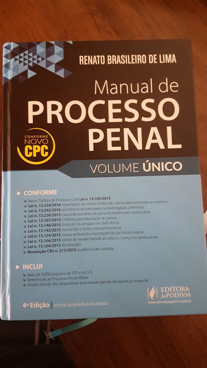 Manual De Processo Penal Renato Brasileiro De Lima Livro Juspodivm Usado 57427876 Enjoei