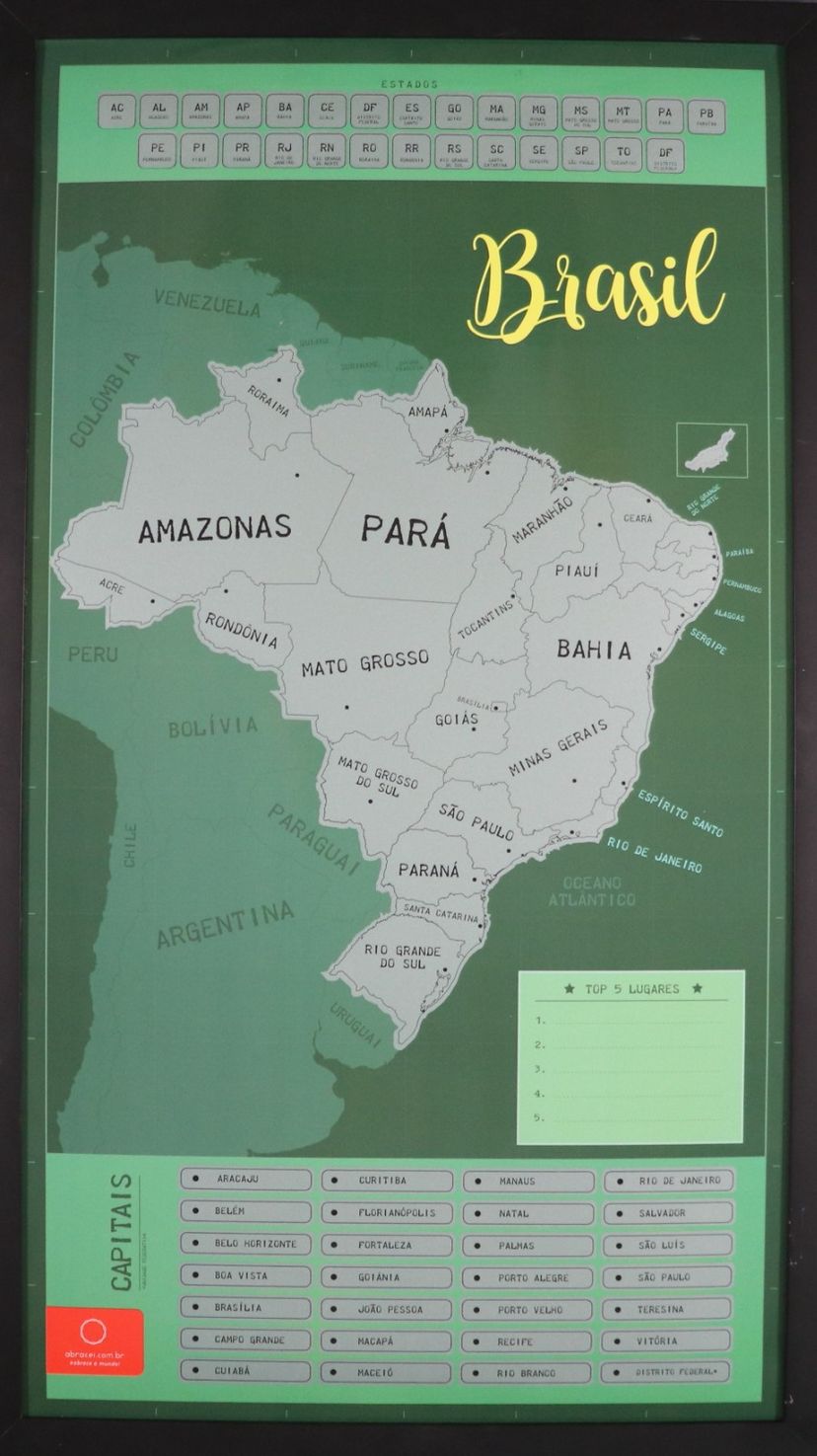 Mapa de Raspar do Brasil - Raspadinha / Scratch Map | Item de Decoração ...