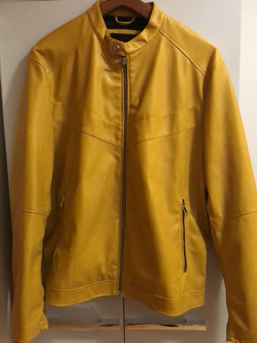 jaqueta jeans amarela masculina