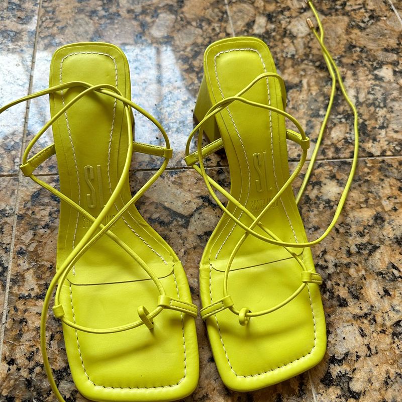 Maravilhosa Sandália Amarração, Santa Lolla, 36, Amarelo Limão