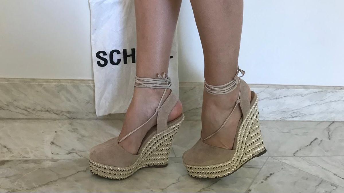 sandalias anabela de amarrar