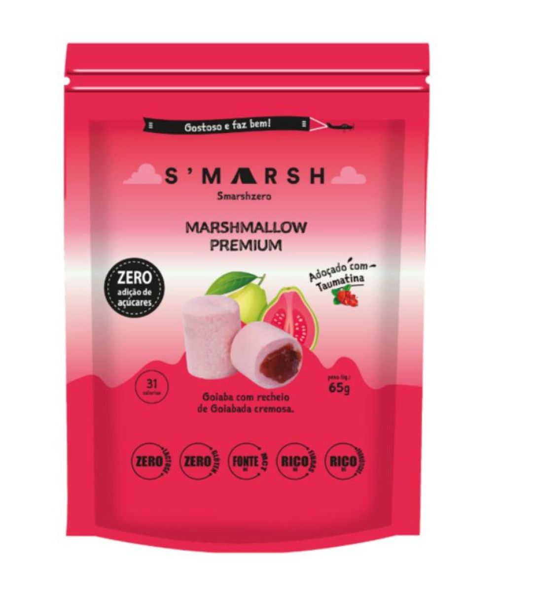 Marshmallow Zero Açúcar, Glúten e Lactose Goiaba Recheado com