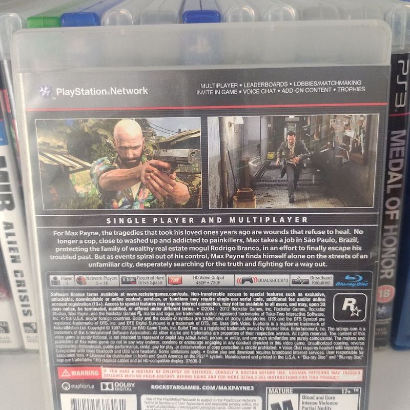 Max Payne 3 Ps3 Mídia Física Usado