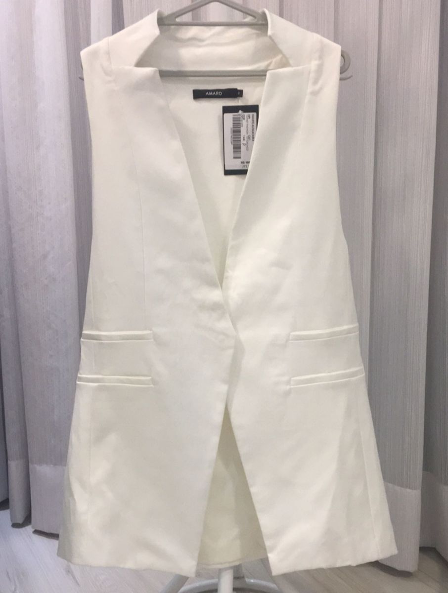 colete alfaiataria feminino branco