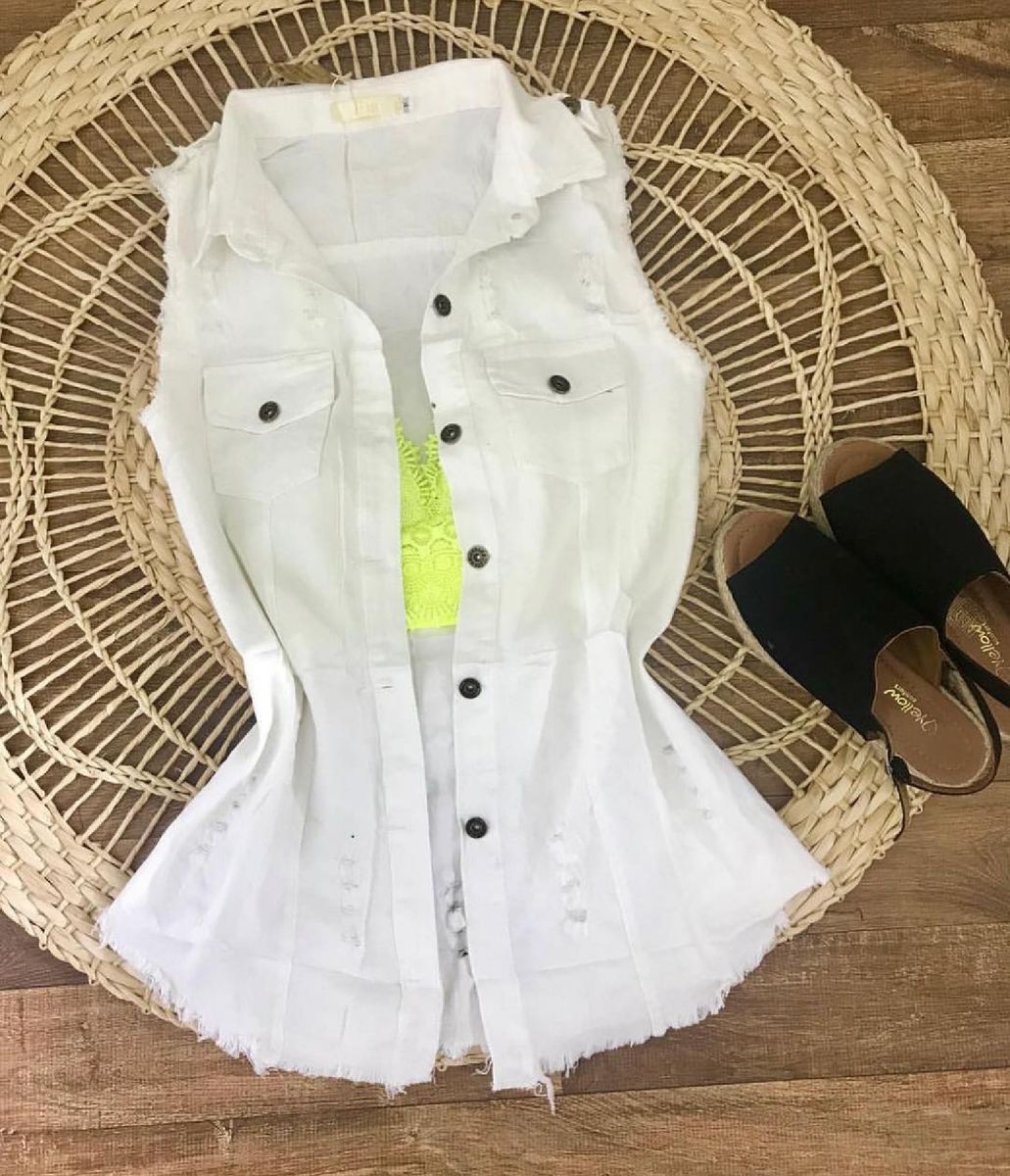 colete branco jeans