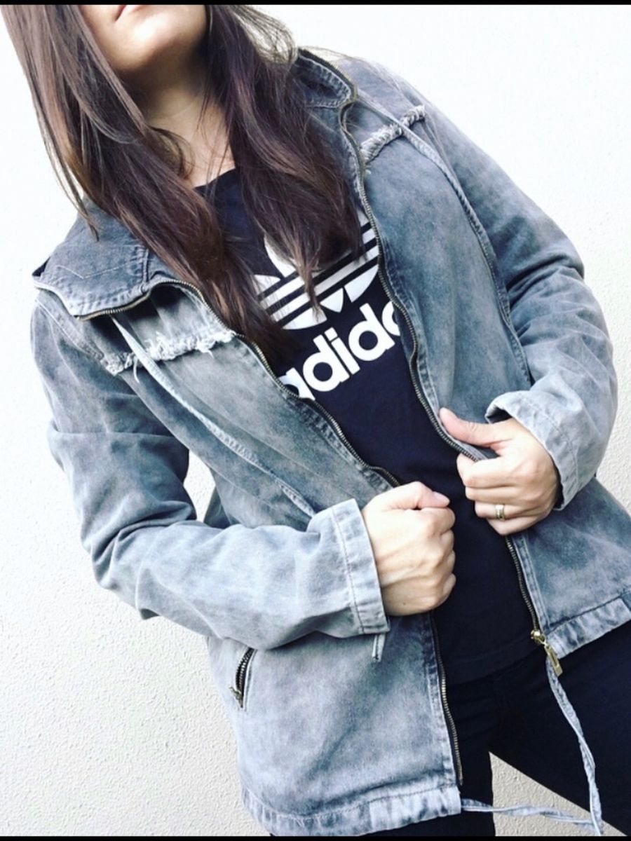 maxi jaqueta jeans lady rock