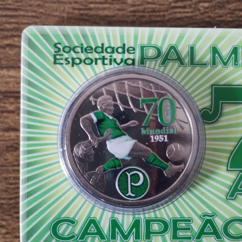 Medalha 70 Anos do Mundial do Palmeiras 1951 Cupro-Níquel Caravelas Coleções