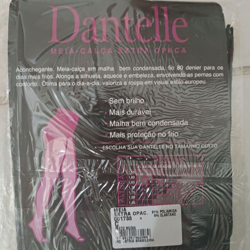 Meia Calça Dantelle Control Top Energética - Cor Preto Noite, Meia Calça  Feminina Dantelle Demillus Nunca Usado 51680057