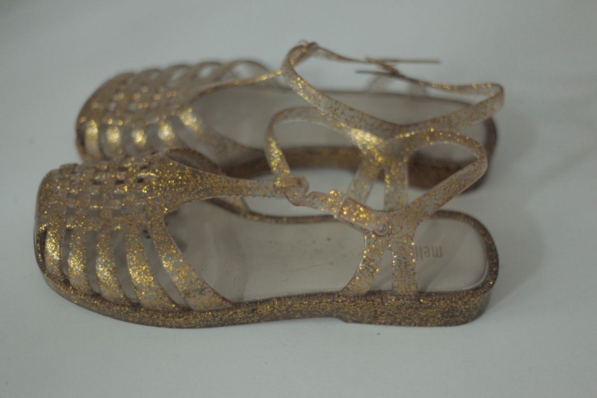 sandalia melissa dourada com glitter