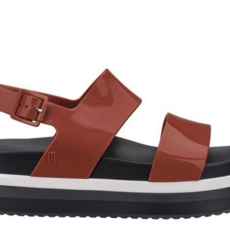 Melissa Cósmic Sandal Ll, Preto Branco e Telha, Tamanho 35, Ótimo