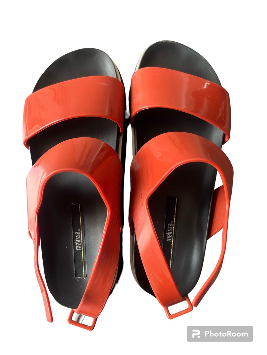 Melissa Cósmic Sandal Ll, Preto Branco e Telha, Tamanho 35, Ótimo
