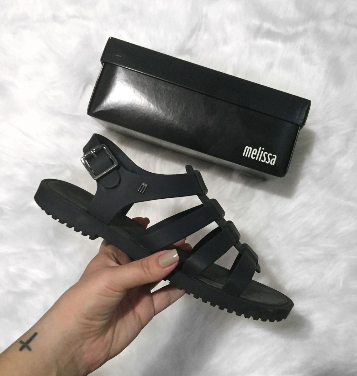 sandalia melissa flox preta