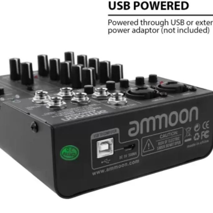 Mesa Interface de Áudio Ammoon Agm04 4 Canais Mix Phantom | Item de ...