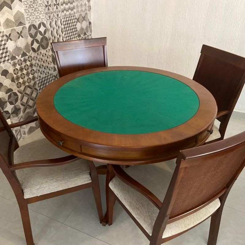 Mesa de Jogo Antique Tampo Reversível Madeira Maciça