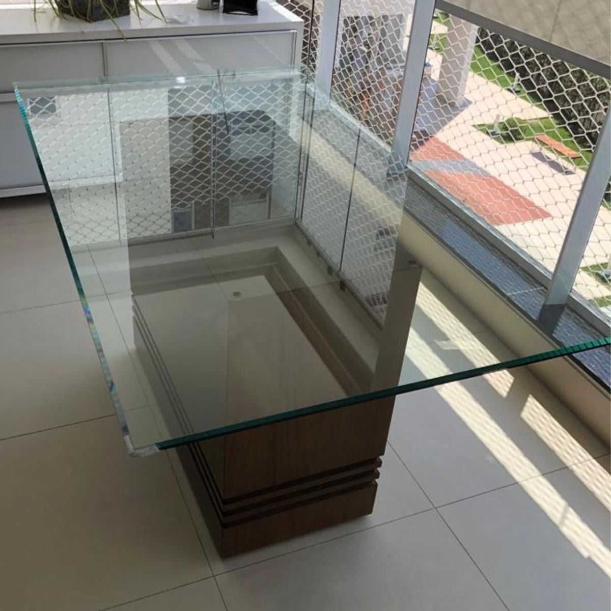 Mesa Usada com Tampo de Vidro | Mesa Dunelli Usado 77156223 | enjoei