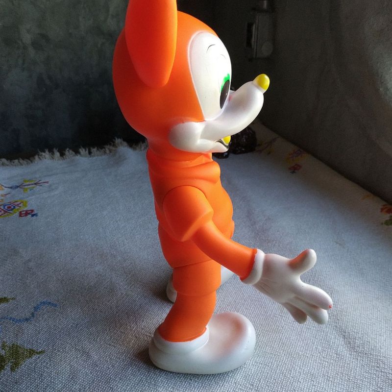 Mickey em Vinil Articulado Laranja 31 Cm de Altura Antigo | Mickey