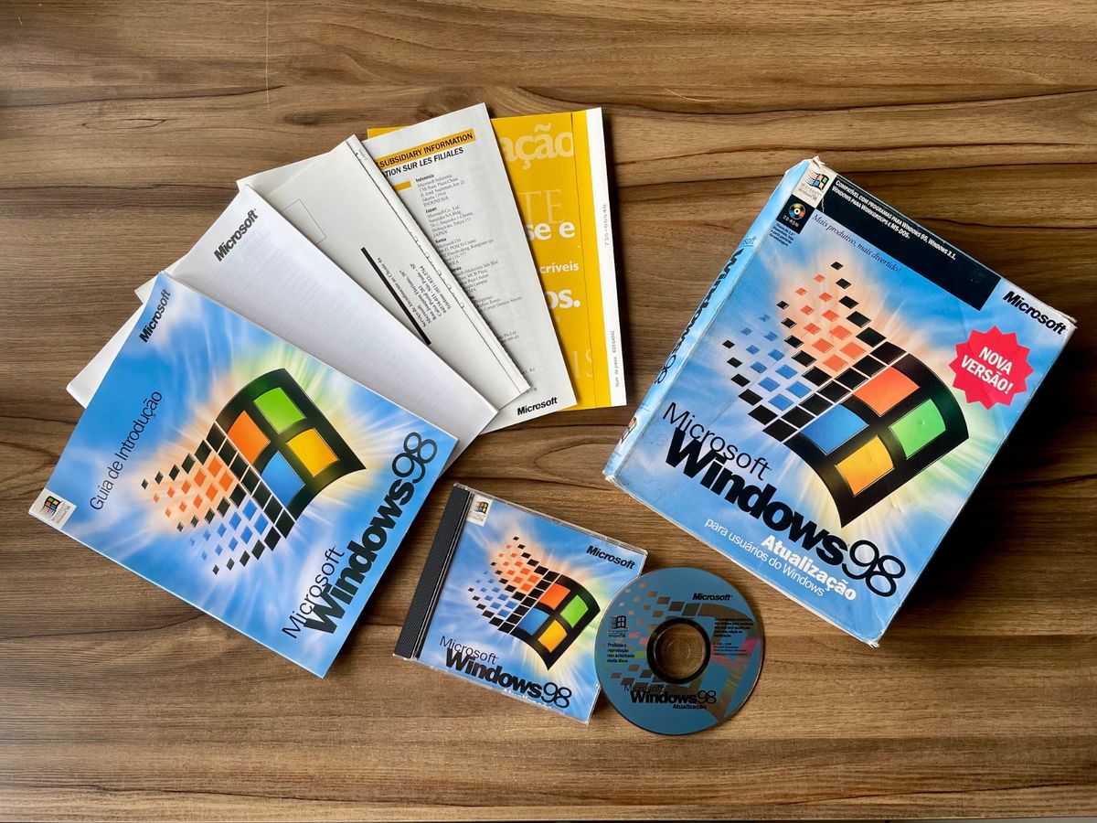 Microsoft Windows 98 Nova Versão Atualização Box Cd Original | Item ...