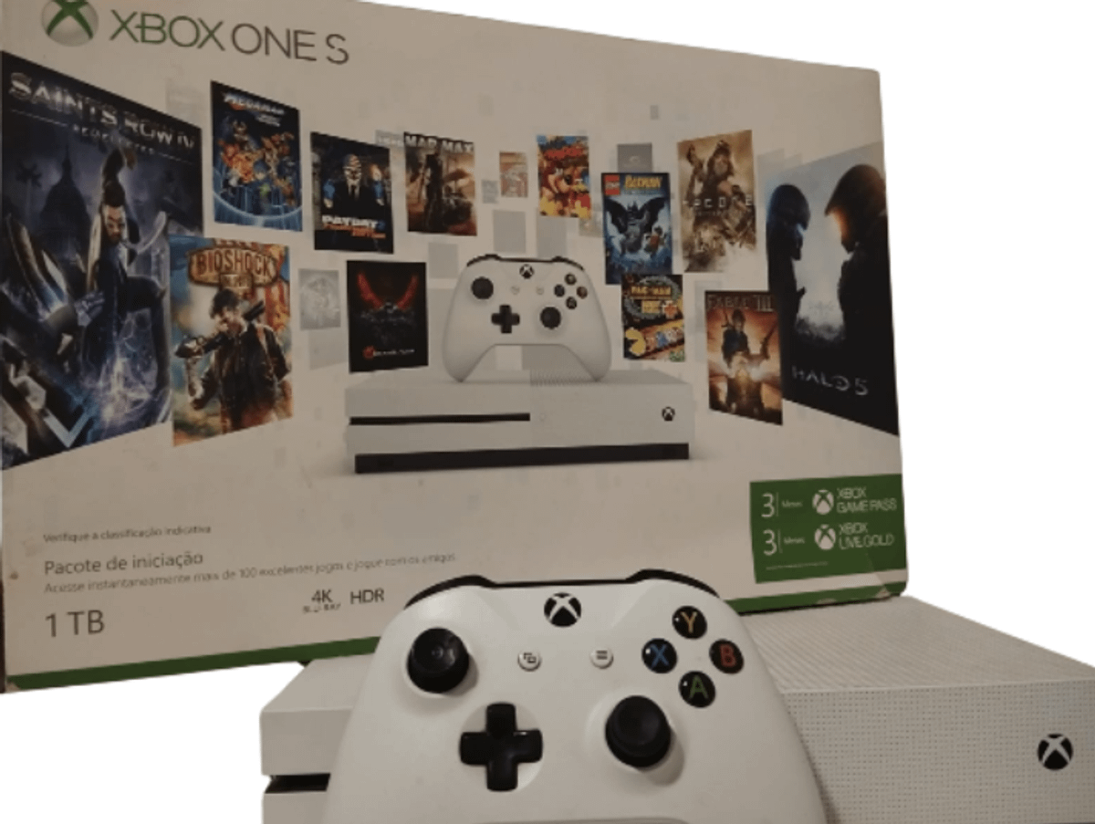 Microsoft Xbox One S 1tb - 4k - 1 Controle | Console de Videogame Xbox ...