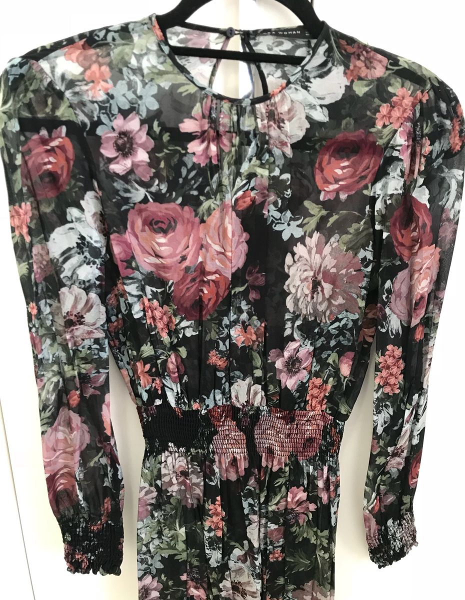 vestido floral midi zara