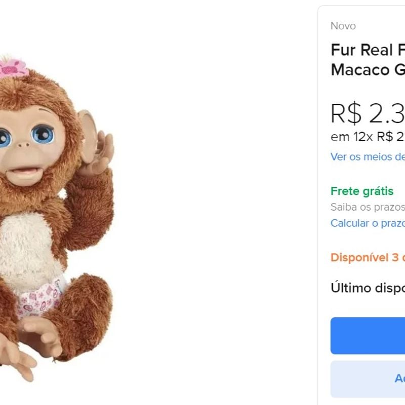 Macaquinha Mika Fur Real Friends Brinquedo Hasbro Usado 100293427 enjoei