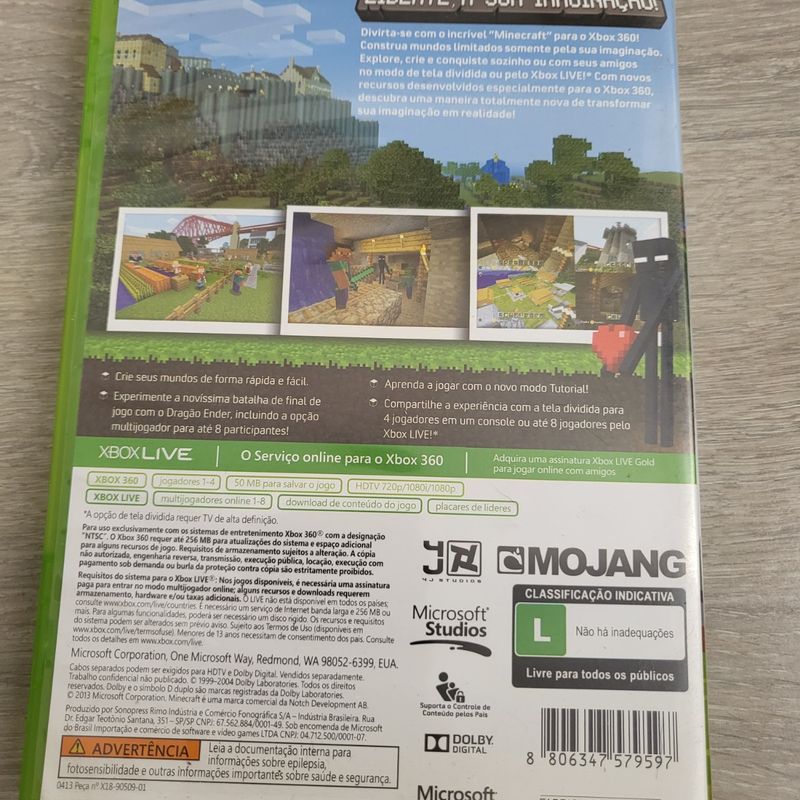 Minecraft Xbox 360 Original Mídia Física! | Jogo de Videogame Mojang Usado  73186359 | enjoei