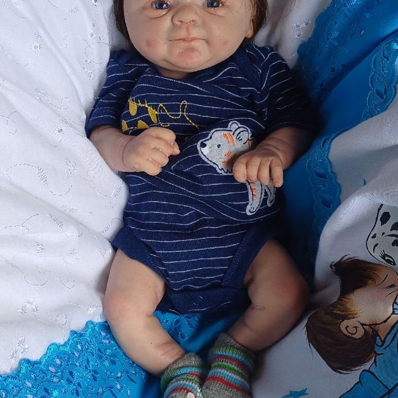 Mini Bebê Reborn Silicone Sólido Menino.