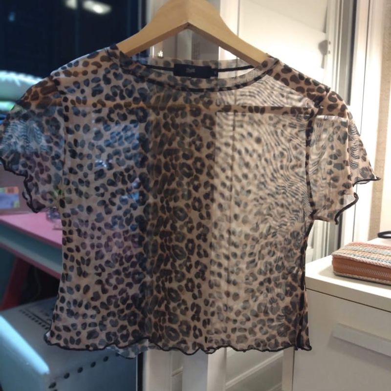 Mini Blusa Transparente Animal Print Usado 71949015 enjoei