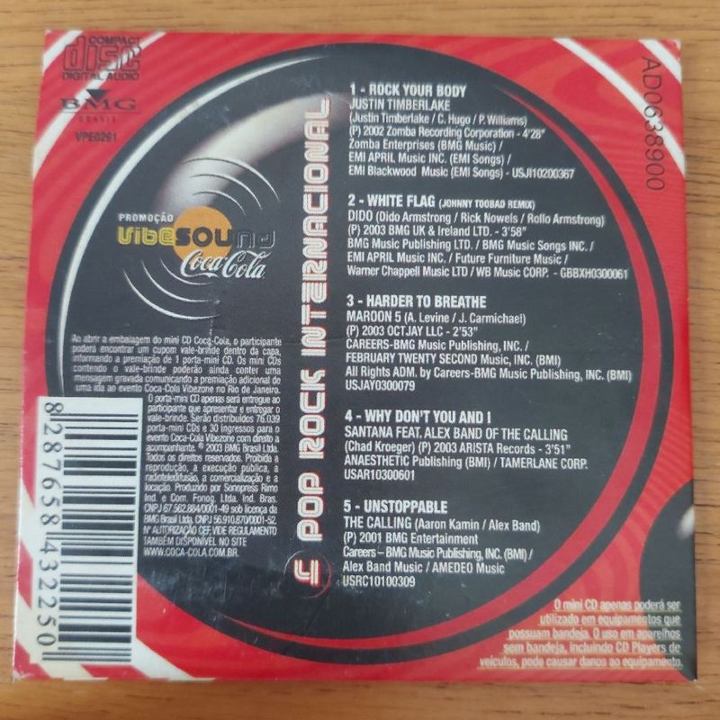 Cd Disc Música Pop Rock Antigo Colecionável Coca Cola Rarid, Produto  Vintage e Retro Raridade, Fotos Reais, Pronta Entrega Usado 76304382