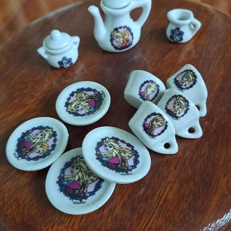 Mini Jogo Chá Porcelana Completo Decoração Brinquedo Enfeite em