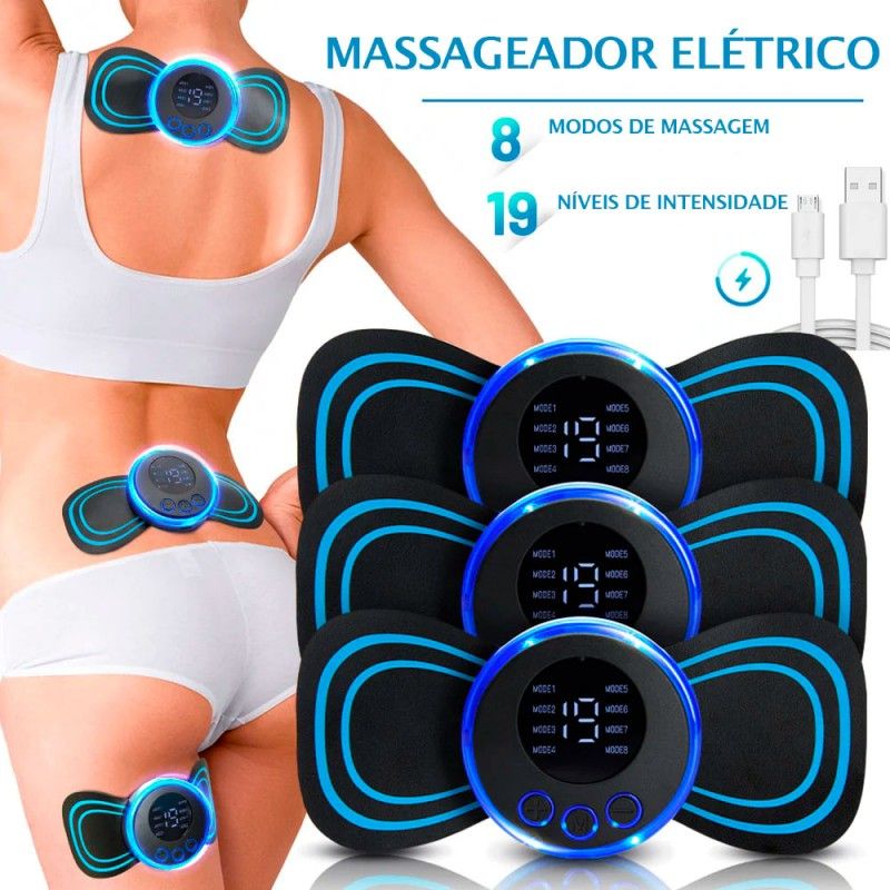 Mini Massageador Elétrico Recarregável Profissional Muscular