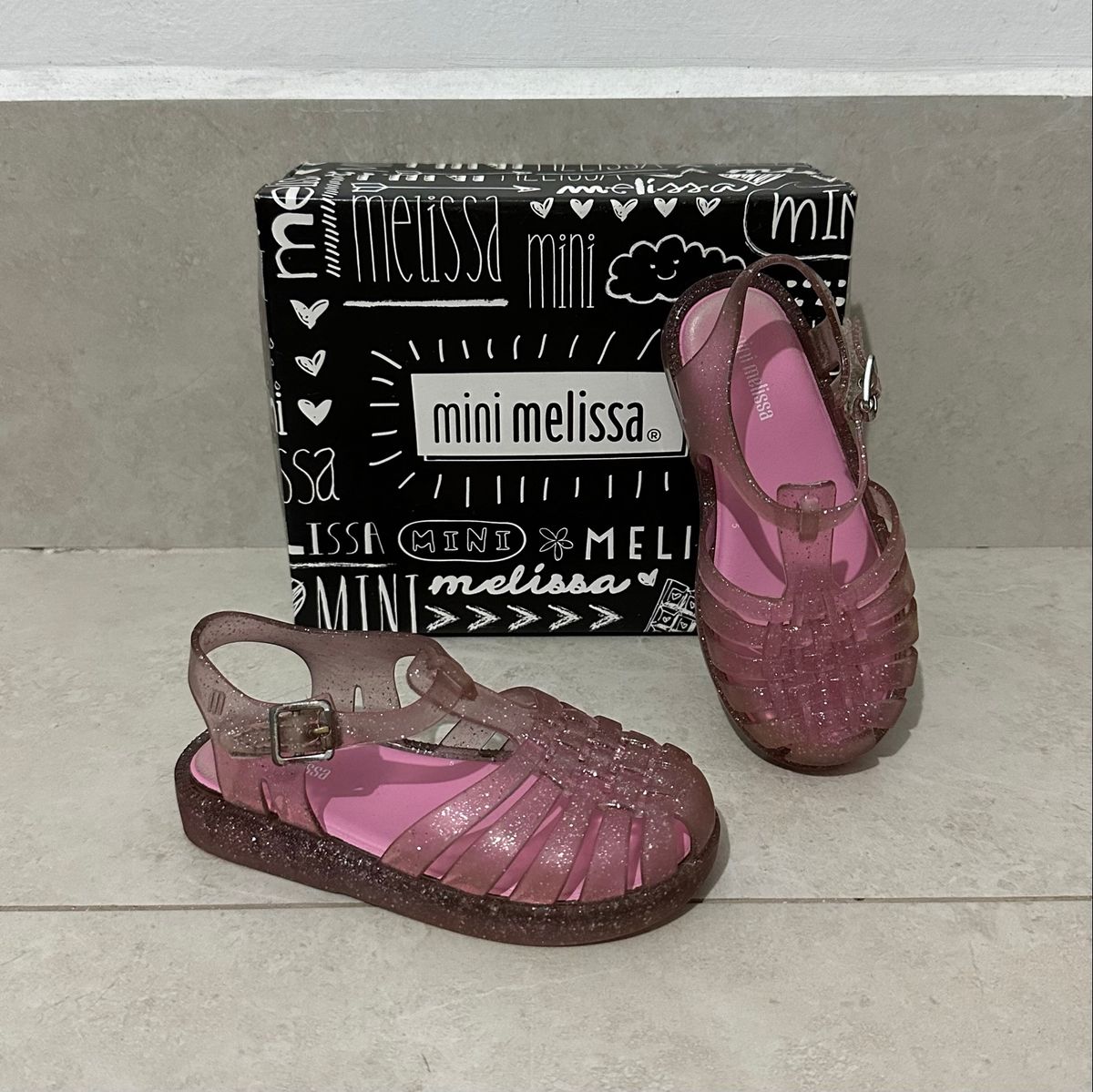 Mini Melissa Possession Original Rosa Glitter Sandália Sapatilha