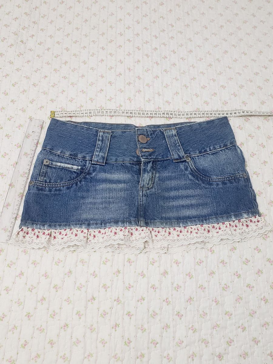 saia jeans com barra de tecido