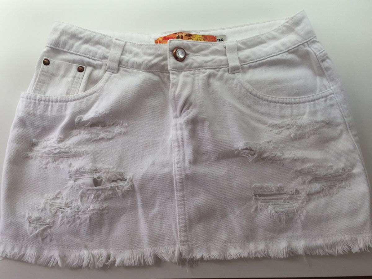 mini saia branca jeans