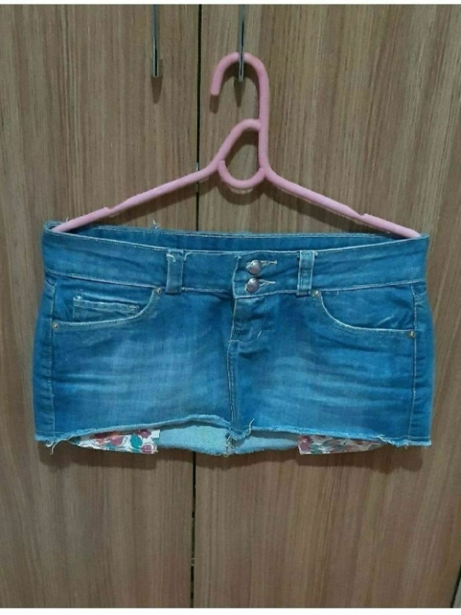 saia jeans com tecido estampado