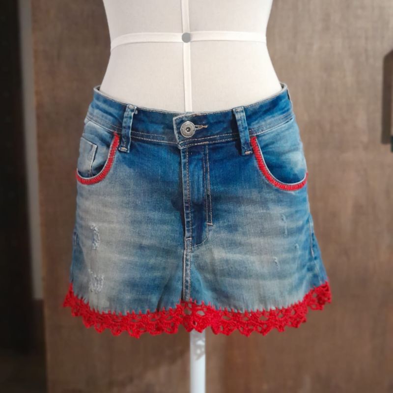 Saia jeans best sale com croche