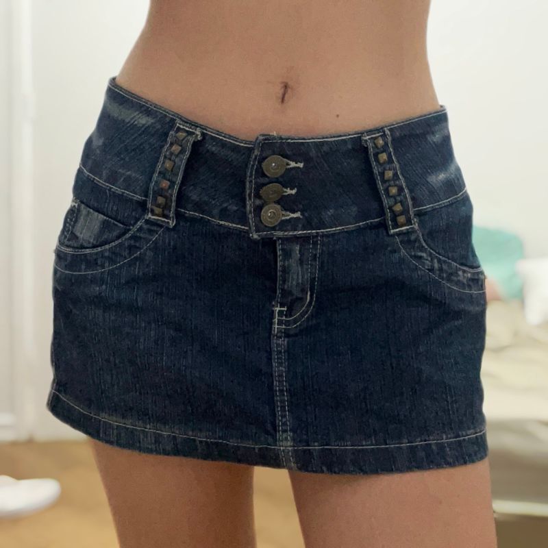 Mini Saia Jeans Y2k Vintage Cintura Baixa Saia Feminina Marisa