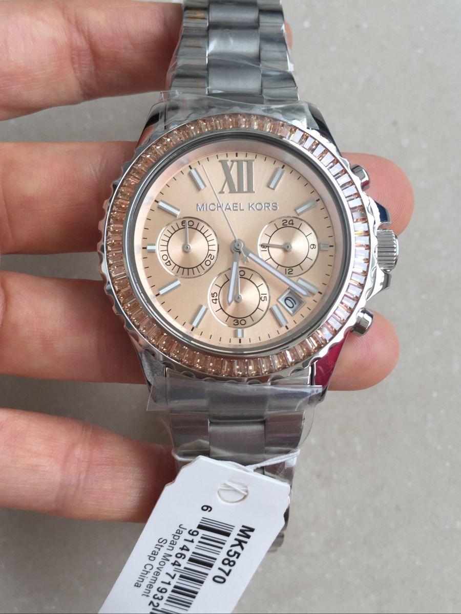 relogio michael kors prata e rose