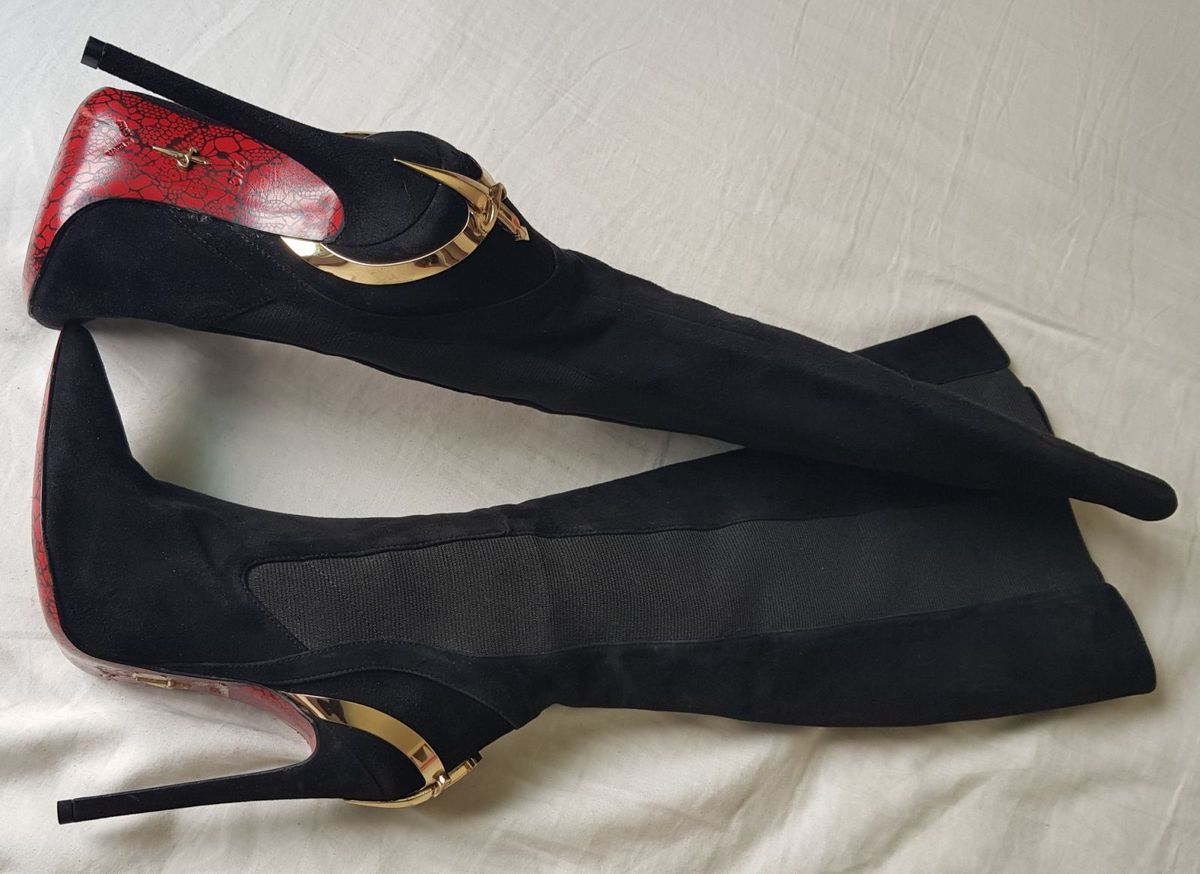 bota cano alto bico fino salto grosso