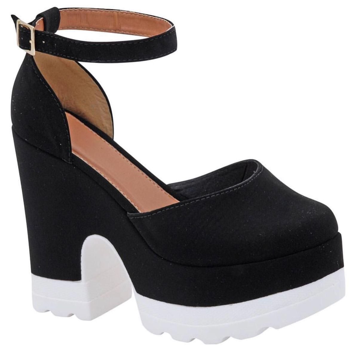 sandalia salto grosso tratorada