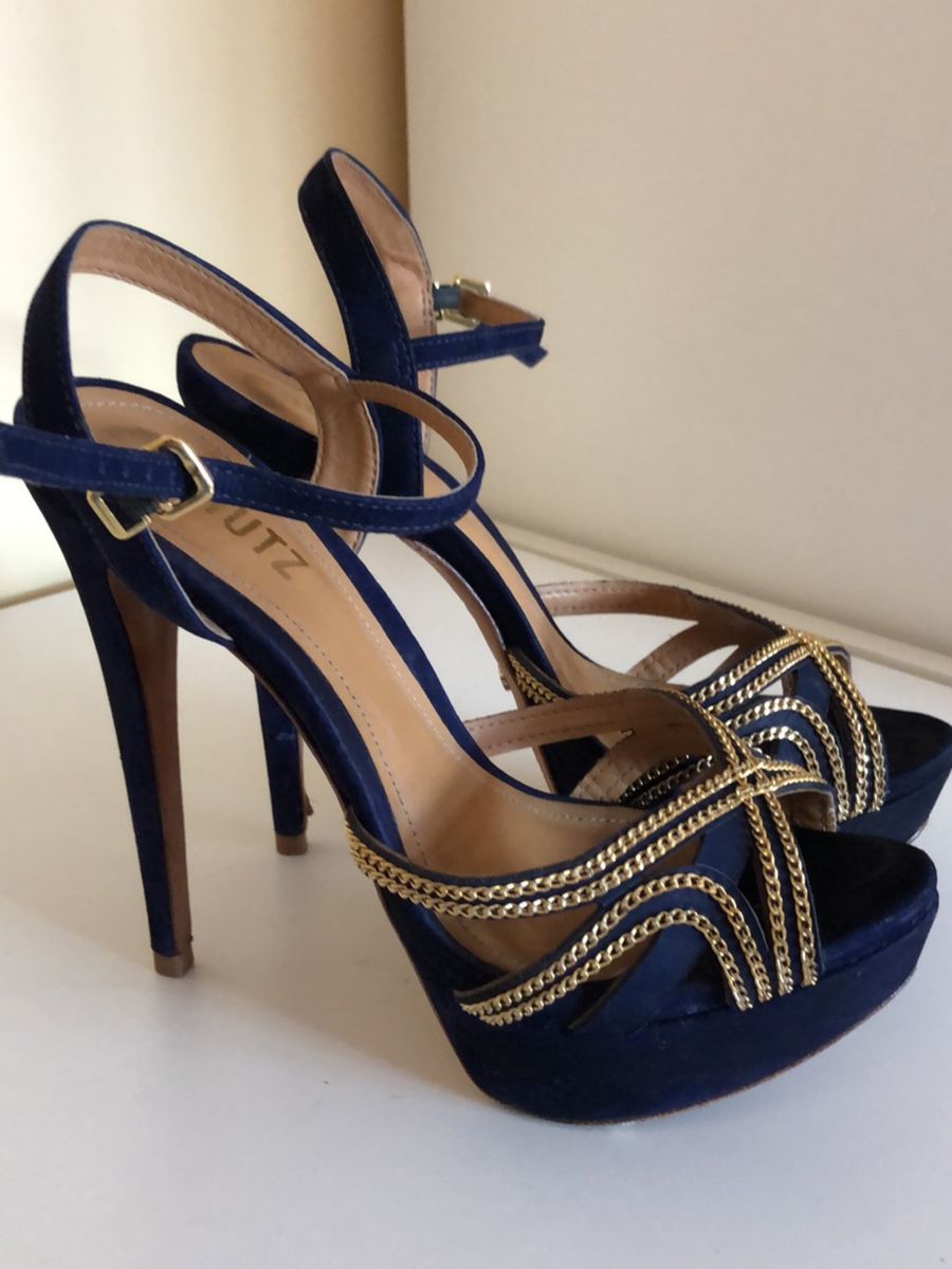 sandalia de festa azul marinho