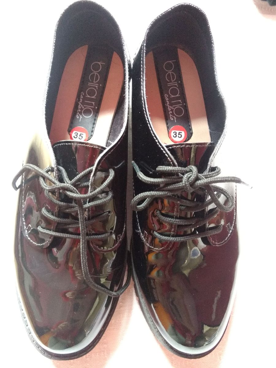 sapato beira rio oxford verniz preto