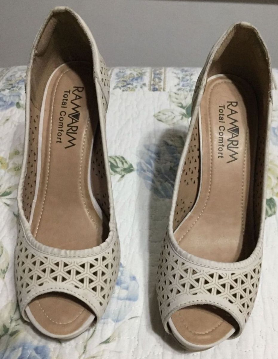 peep toe ramarim meia pata total comfort