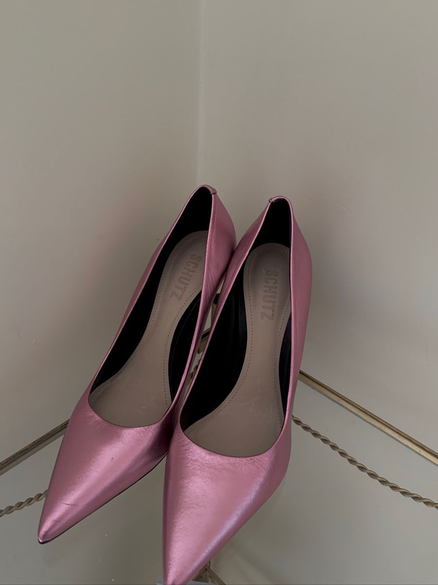 scarpin rosa metalizado