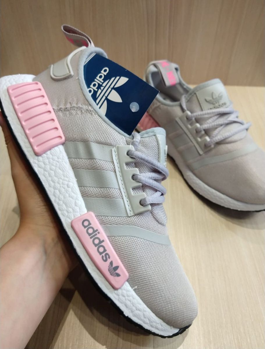 adidas cinza e rosa nmd