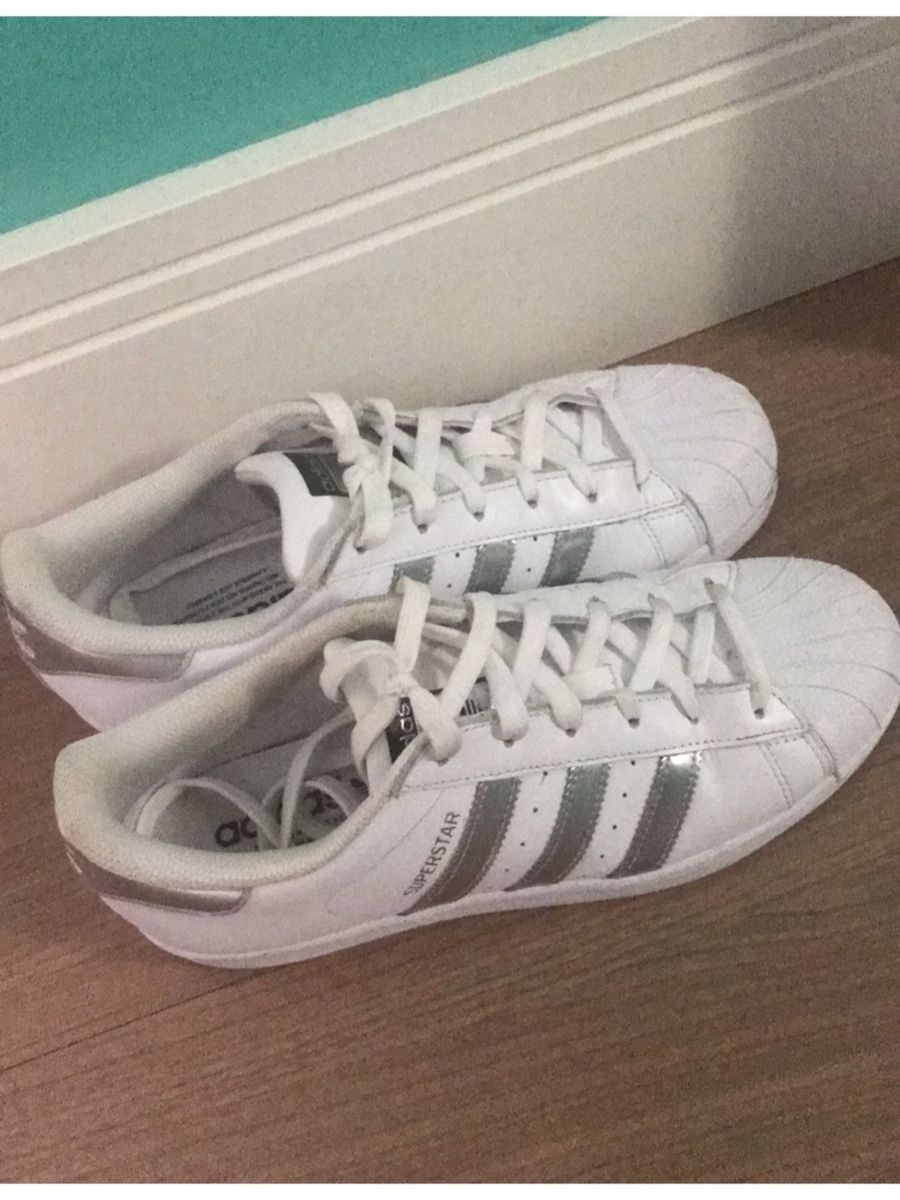 adidas superstar branco e prata