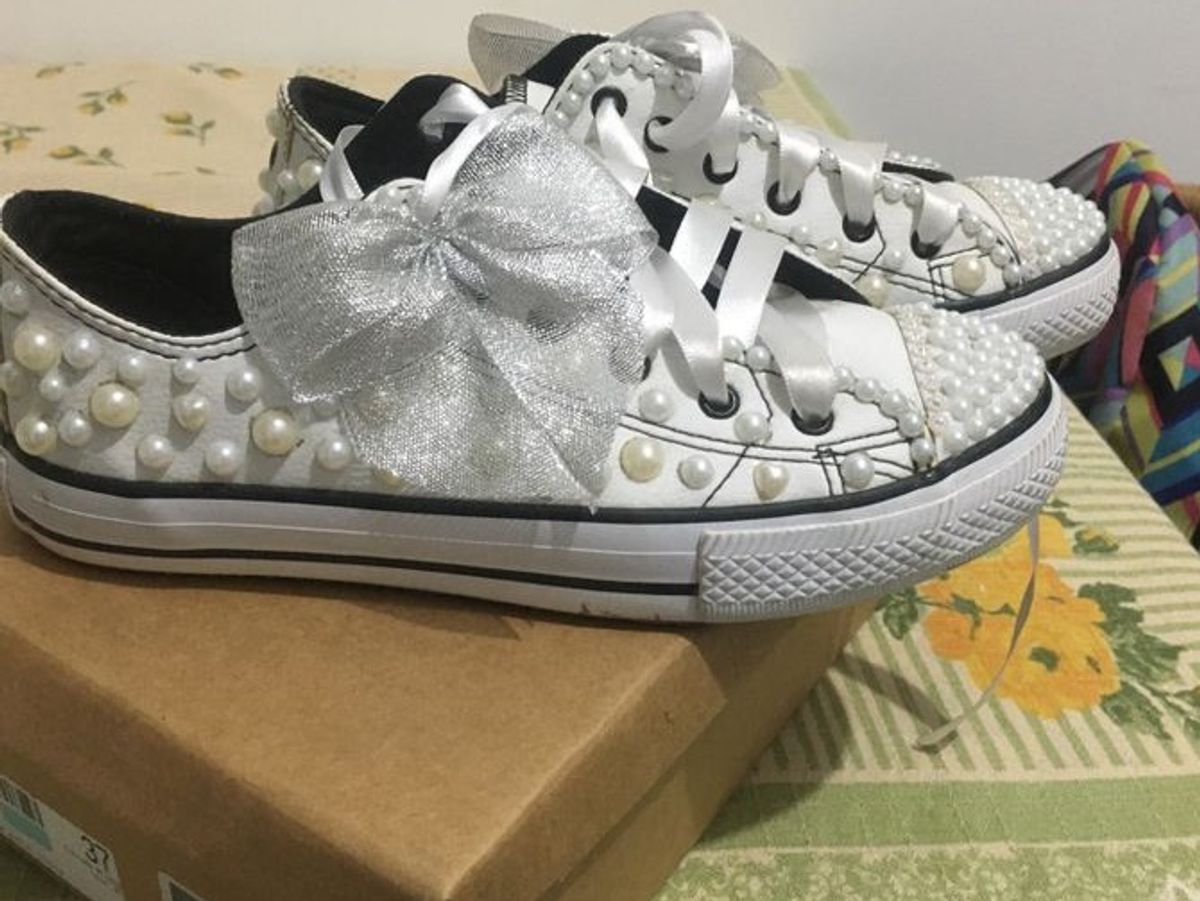 all star branco decorado