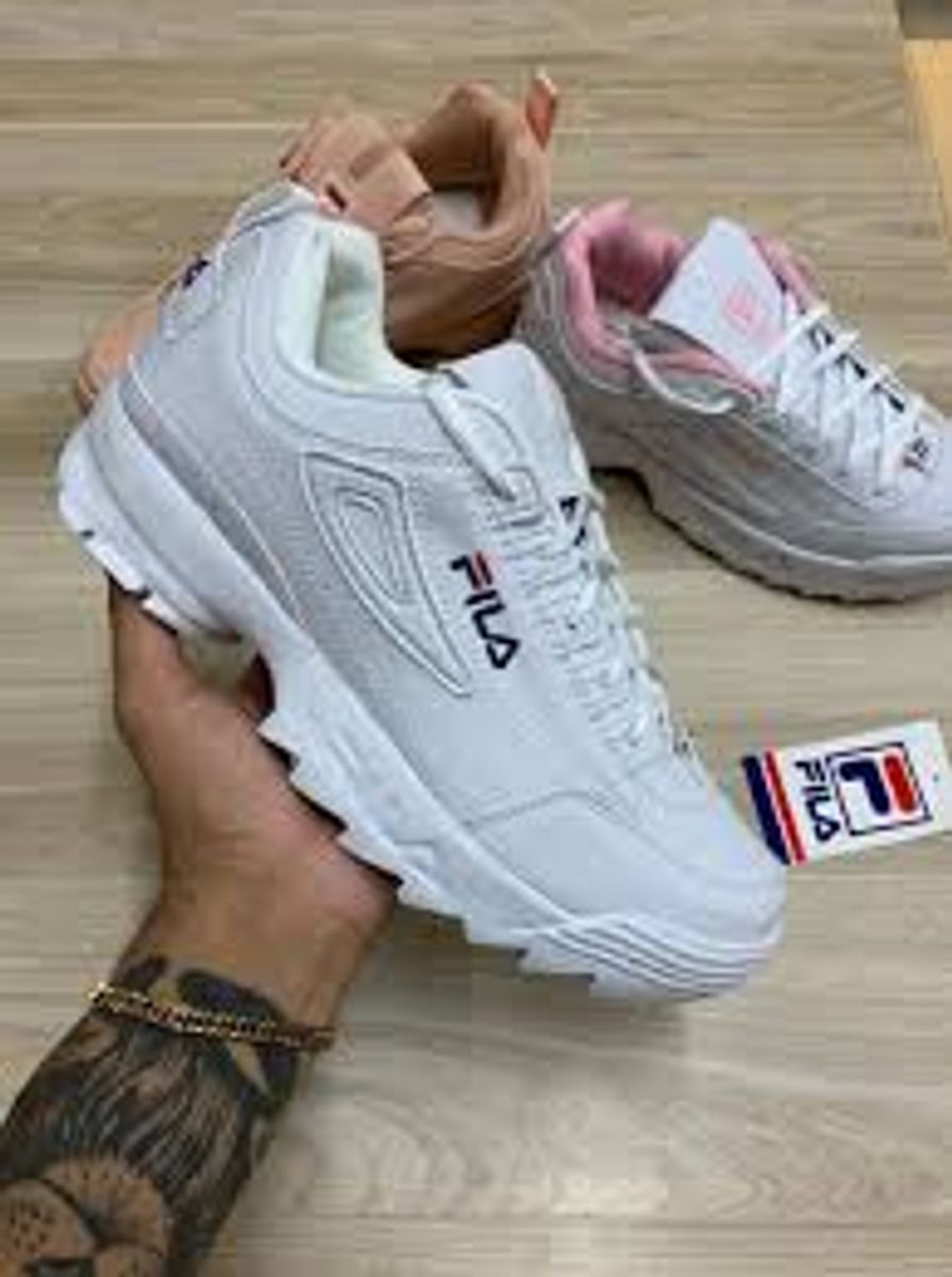 tenis fila branco de couro