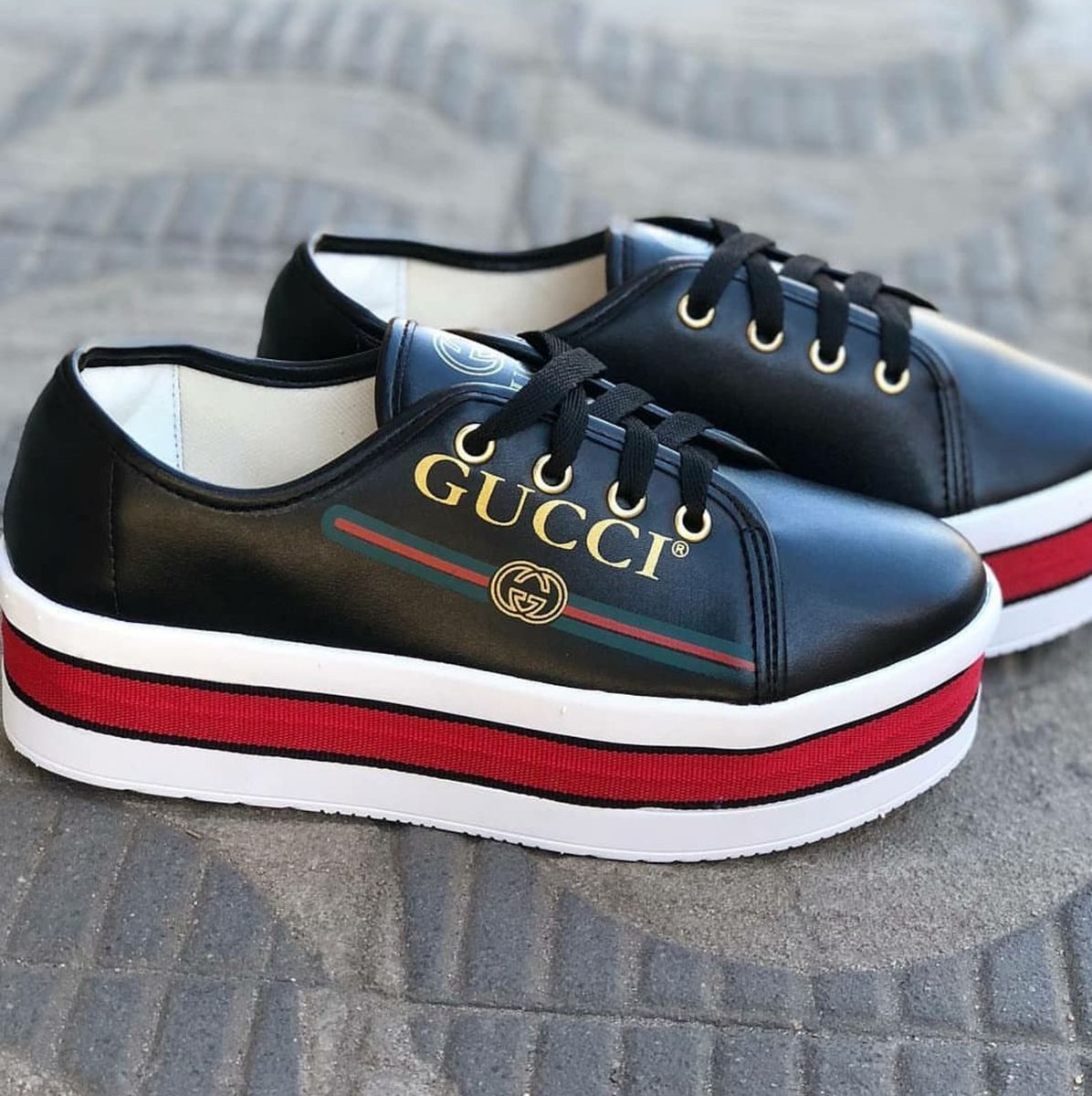 tenis plataforma da gucci