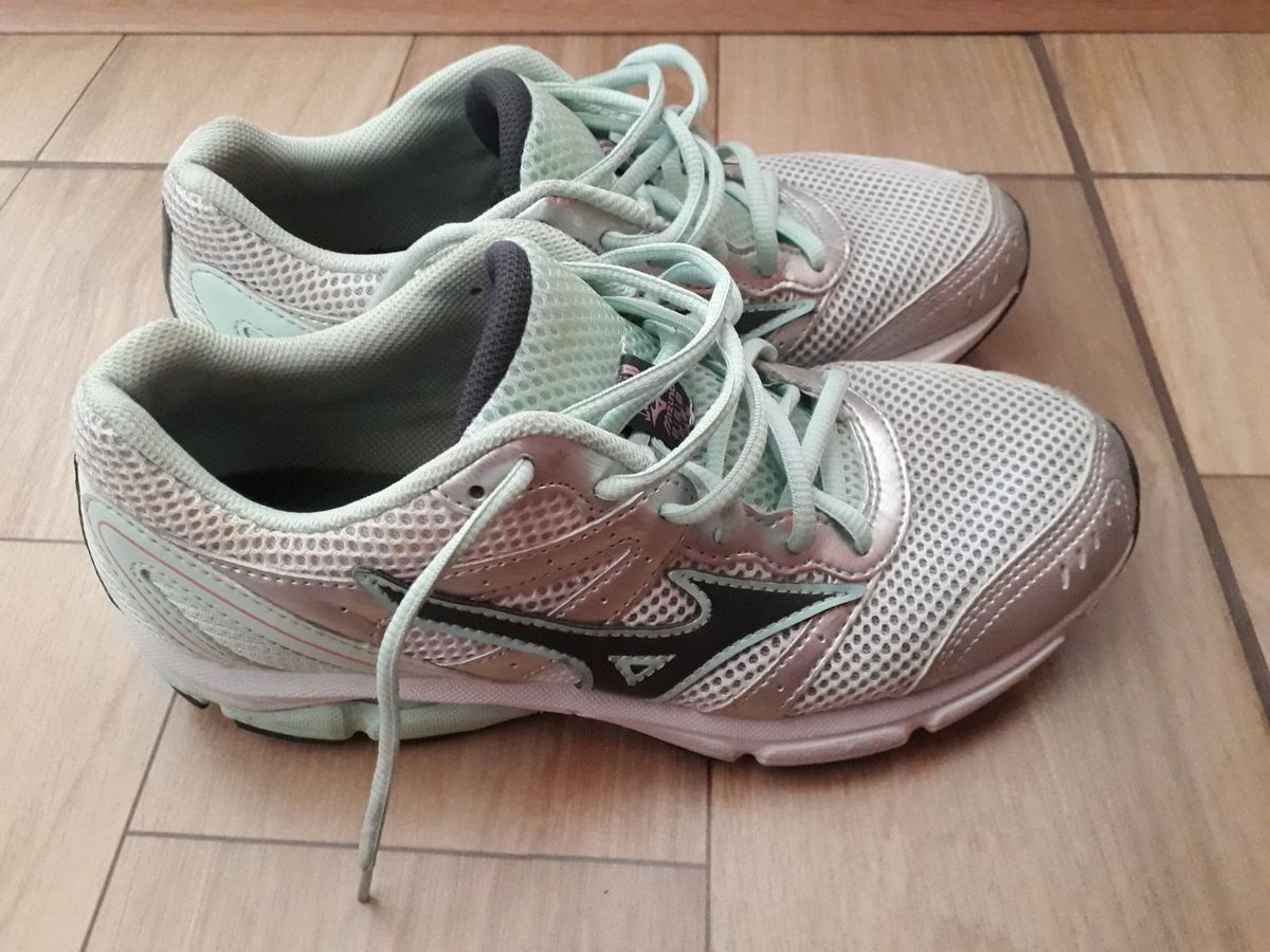 tenis mizuno feminino cinza com verde